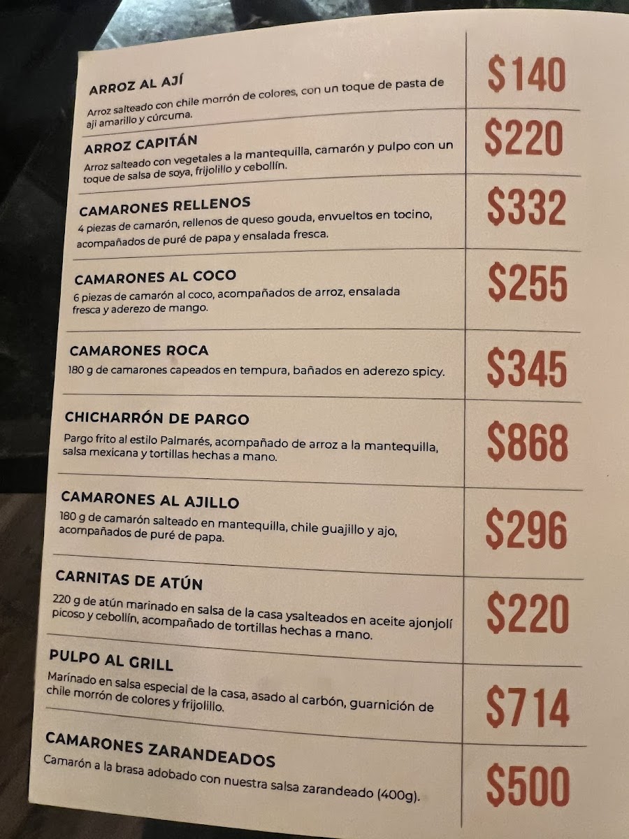 Palmarés Mazatlán Menu - Image 1
